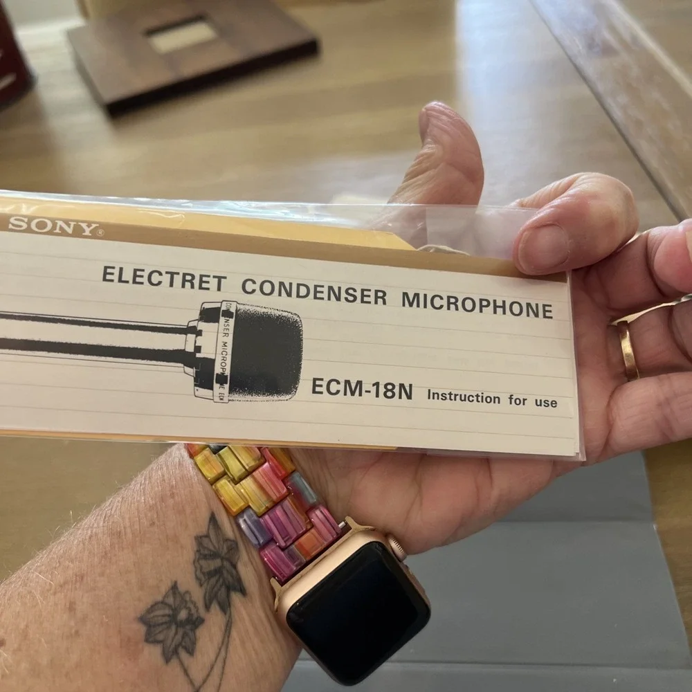 SONY electret condenser microphone ECM-18N Unused Vintage W/case From Japan